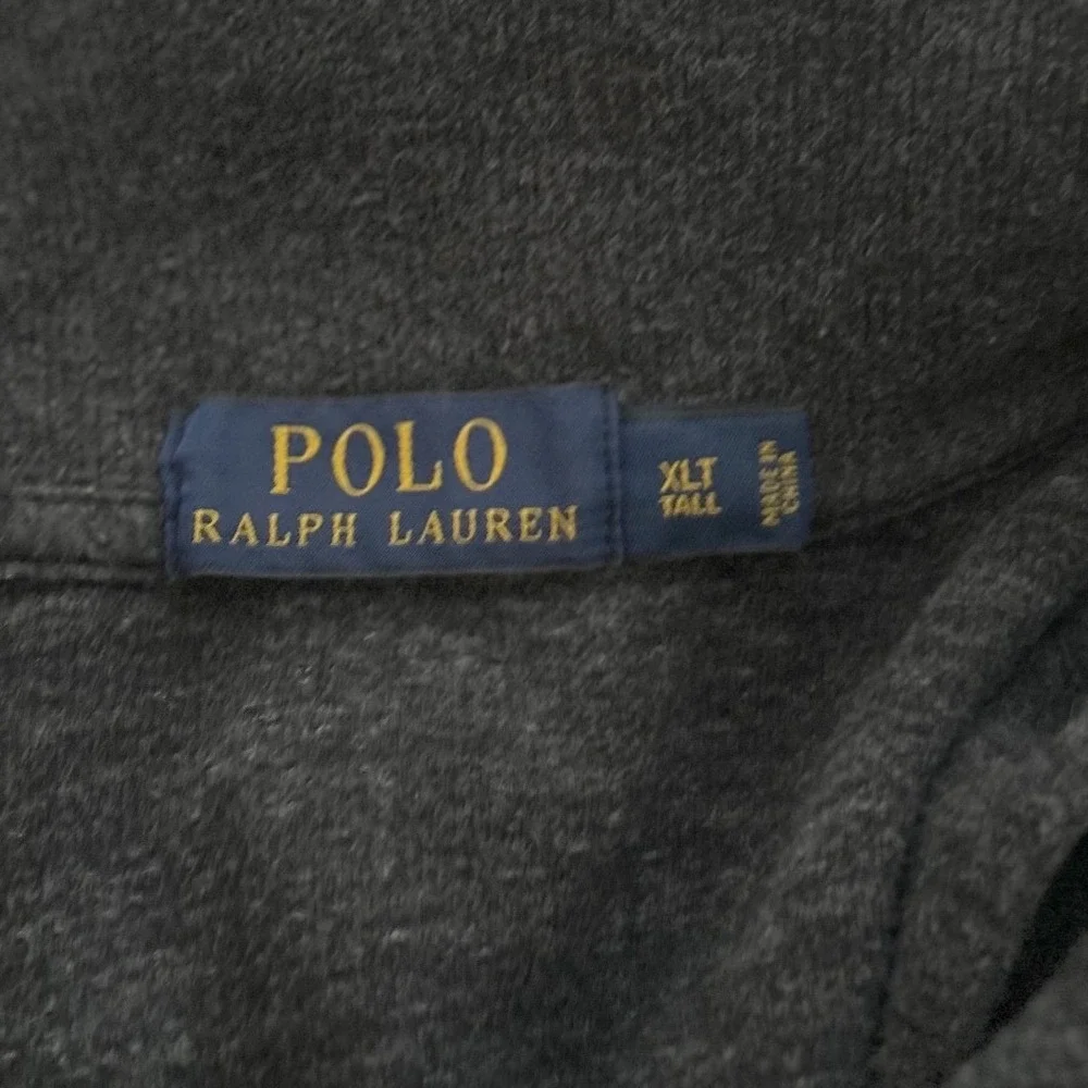 Polo Ralph Lauren Mens XLT Tall Charcoal Grey 1/4 Zip Cotton Pullover Sweater